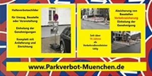 Haltverbotsschilder für einen Umzug in München.